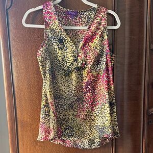 Hale Bob Pink and Yellow Patterned Tank Top